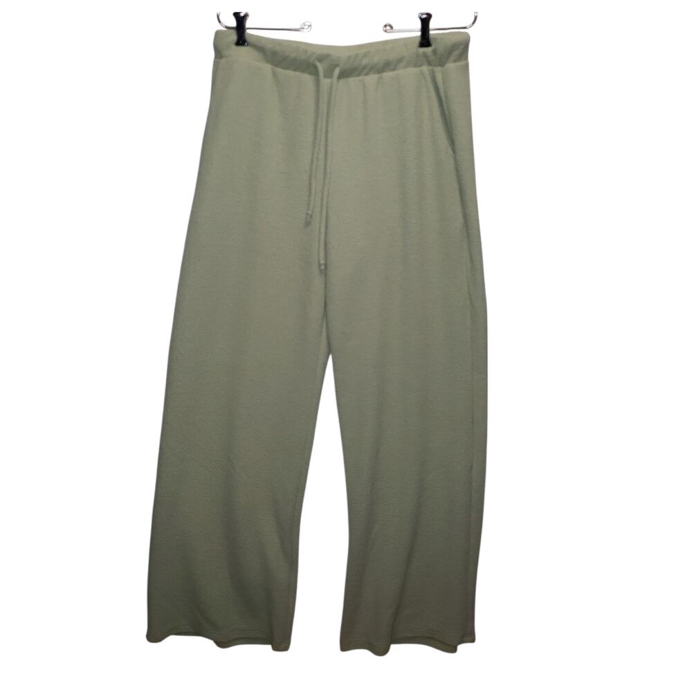 Gilli Sage Green Wide Leg Knit Pants L NWT - High Rise Lounge Palazzo Coastal